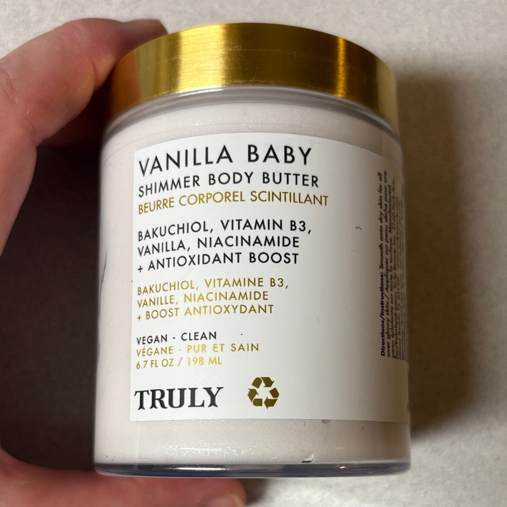 Sealed TRULY Vanilla Baby Shimmer Body Butter vegan skincare 6.7oz